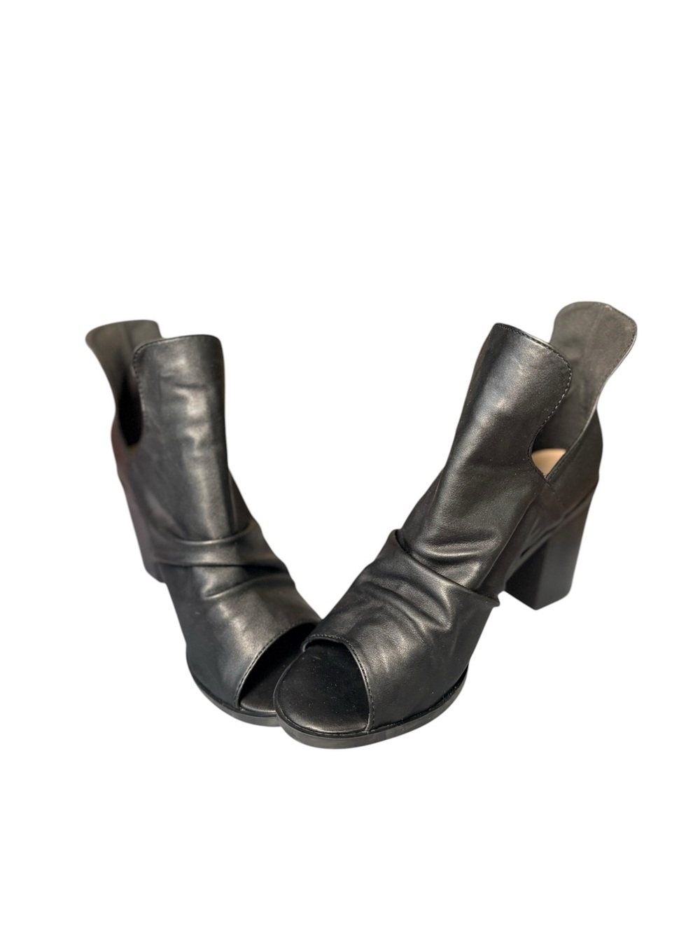 G.C. Shoes Black Open Toe Cutout Ankle Booties Block Heel Size 8 NWOB - Picture 9 of 11